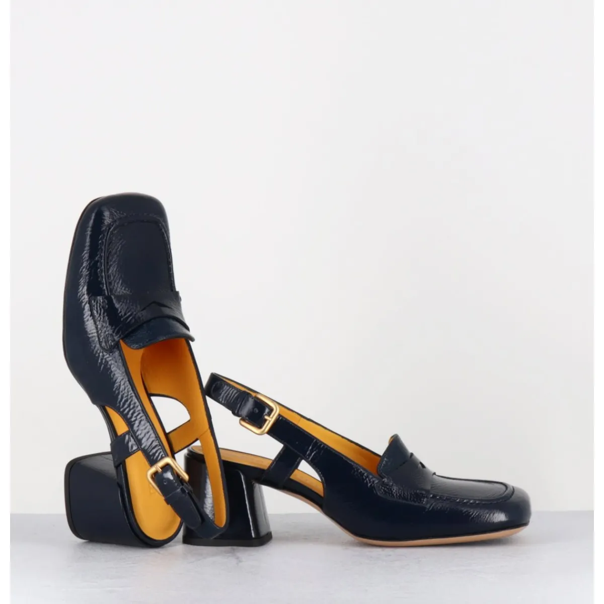 Mocassins | Chaussures^MARA BINI Mocassins slingback en naplak marine petit talon - S242233 NAPLAK BLU BLEU