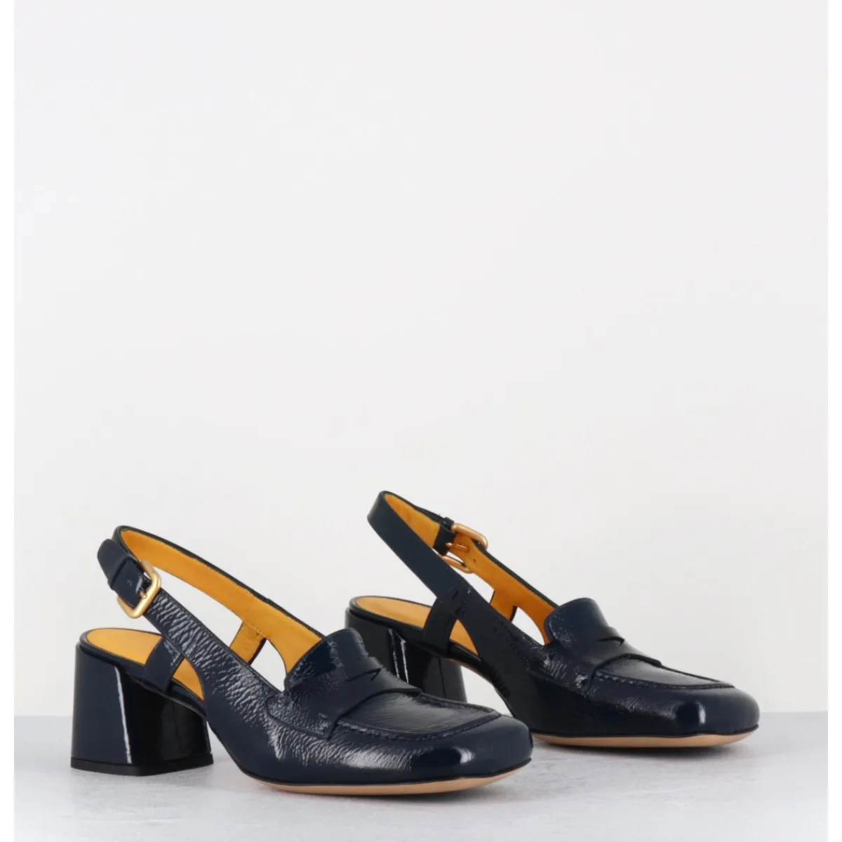 Mocassins | Chaussures^MARA BINI Mocassins slingback en naplak marine petit talon - S242233 NAPLAK BLU BLEU