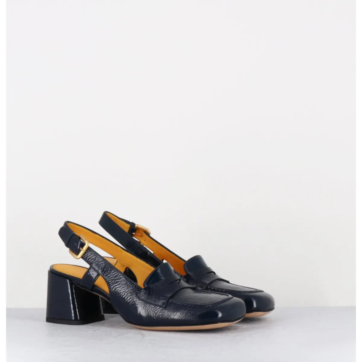 Mocassins | Chaussures^MARA BINI Mocassins slingback en naplak marine petit talon - S242233 NAPLAK BLU BLEU
