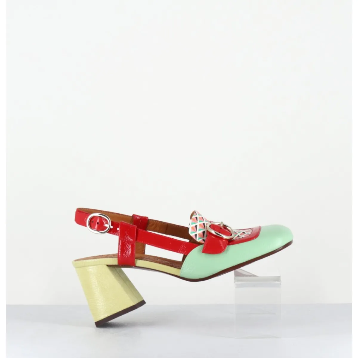 Mocassins | Chaussures^CHIE MIHARA Mocassins slingback motif rétro vert jaune rouge - SUYLI SANDONIS MENTA