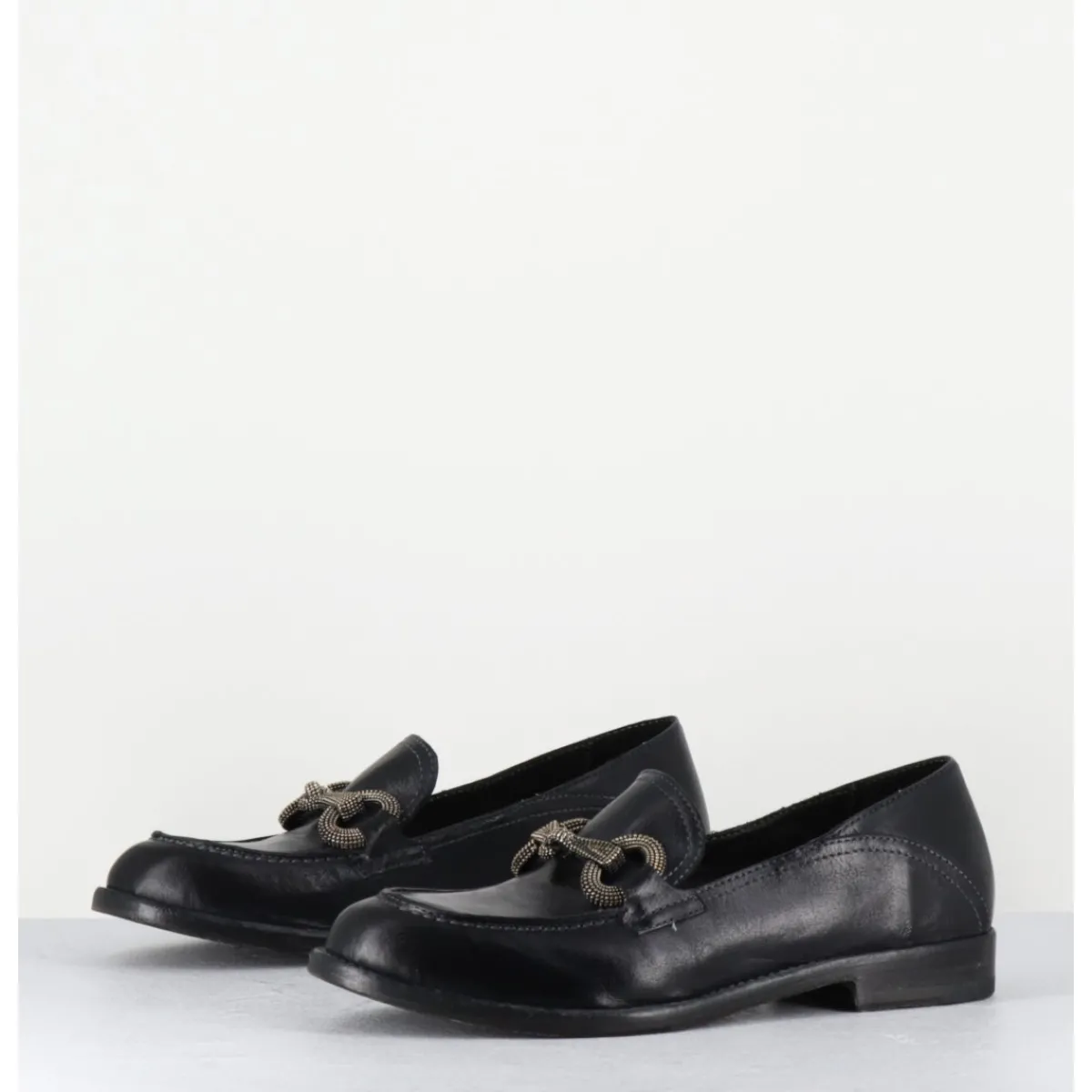 Mocassins^LA BOTTEGA DI LISA Mocassins souple en cuir avec mors clouté - 5246 BUF NERO NOIR