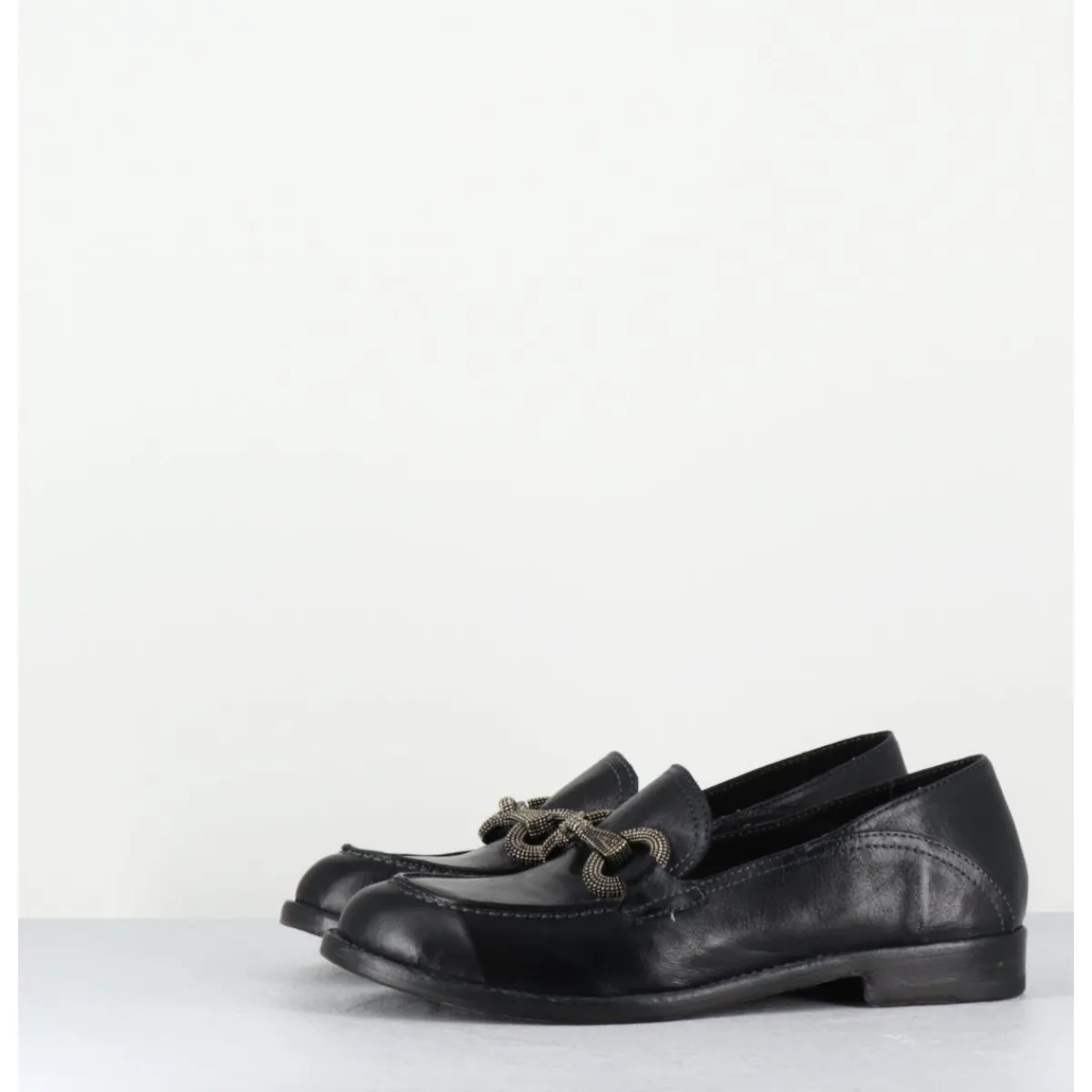 Mocassins^LA BOTTEGA DI LISA Mocassins souple en cuir avec mors clouté - 5246 BUF NERO NOIR