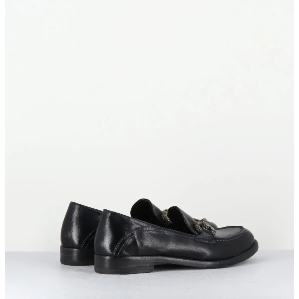 Mocassins^LA BOTTEGA DI LISA Mocassins souple en cuir avec mors clouté - 5246 BUF NERO NOIR