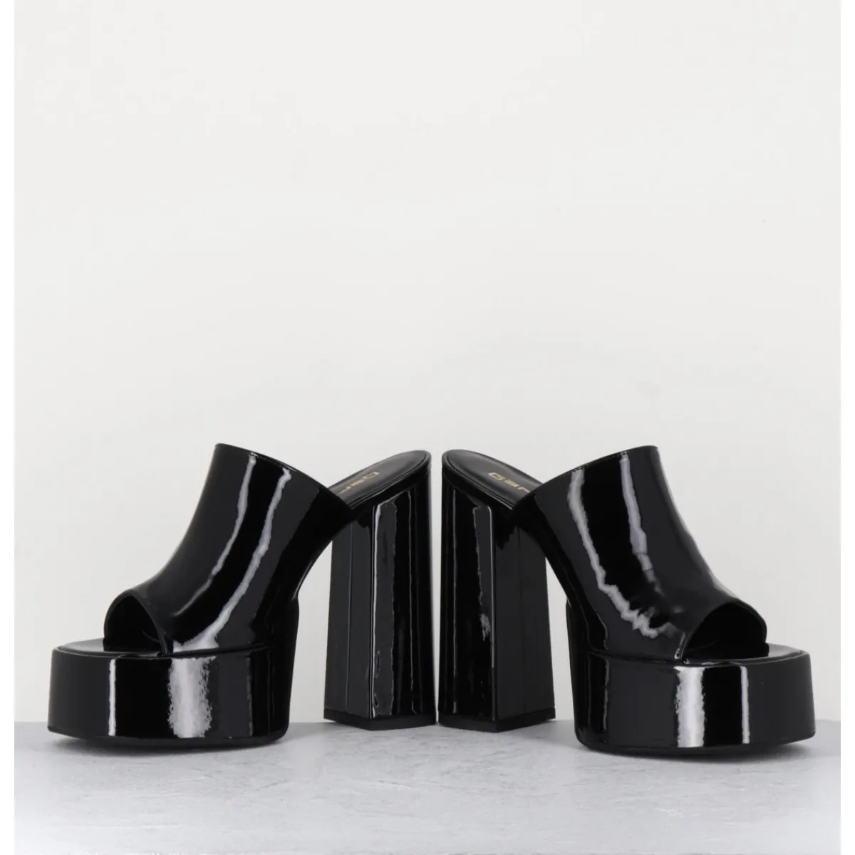 Plateformes^GARRICE LAB Mules à haute plateforme cuir vernis - MARCHI VERNICE NERO NOIR
