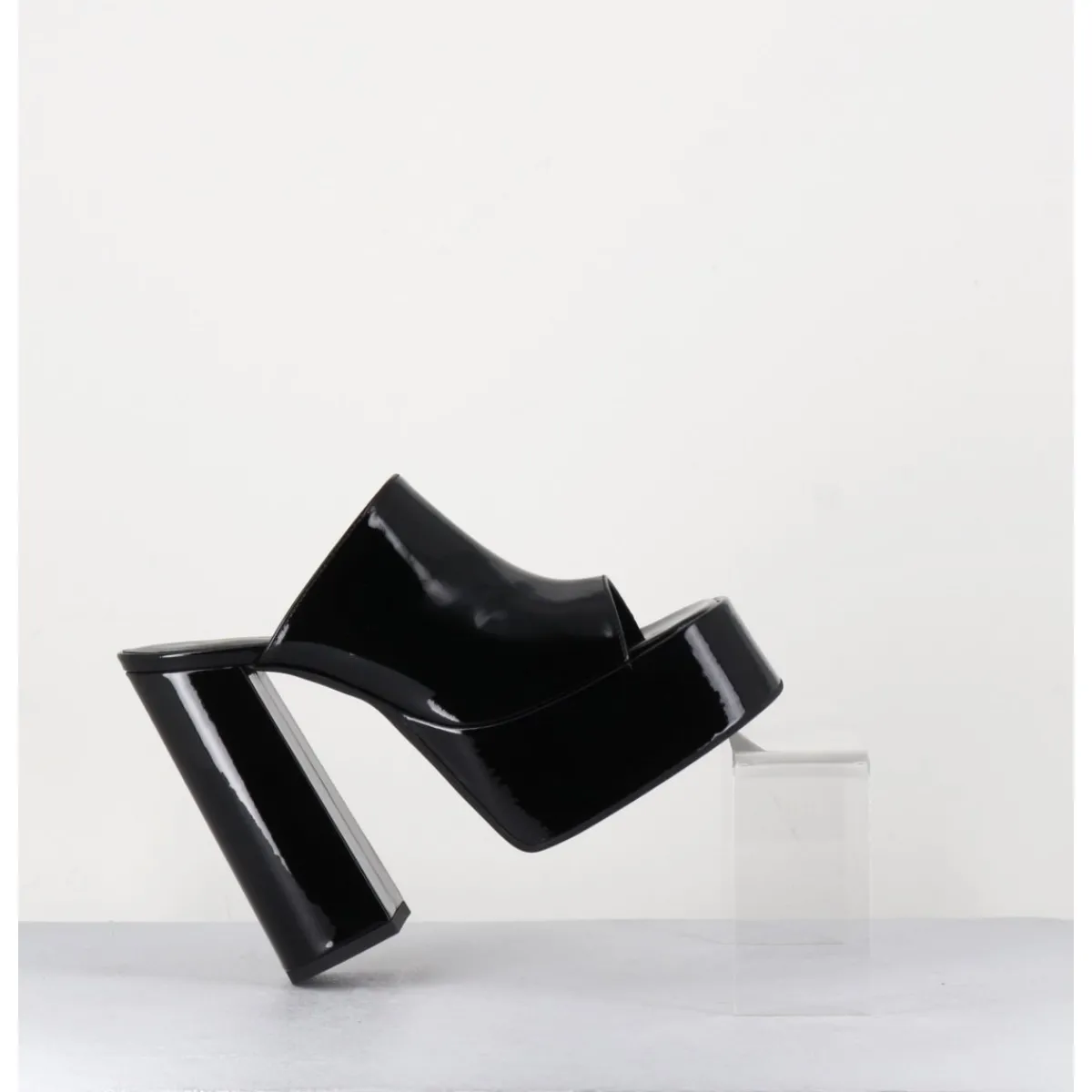 Plateformes^GARRICE LAB Mules à haute plateforme cuir vernis - MARCHI VERNICE NERO NOIR