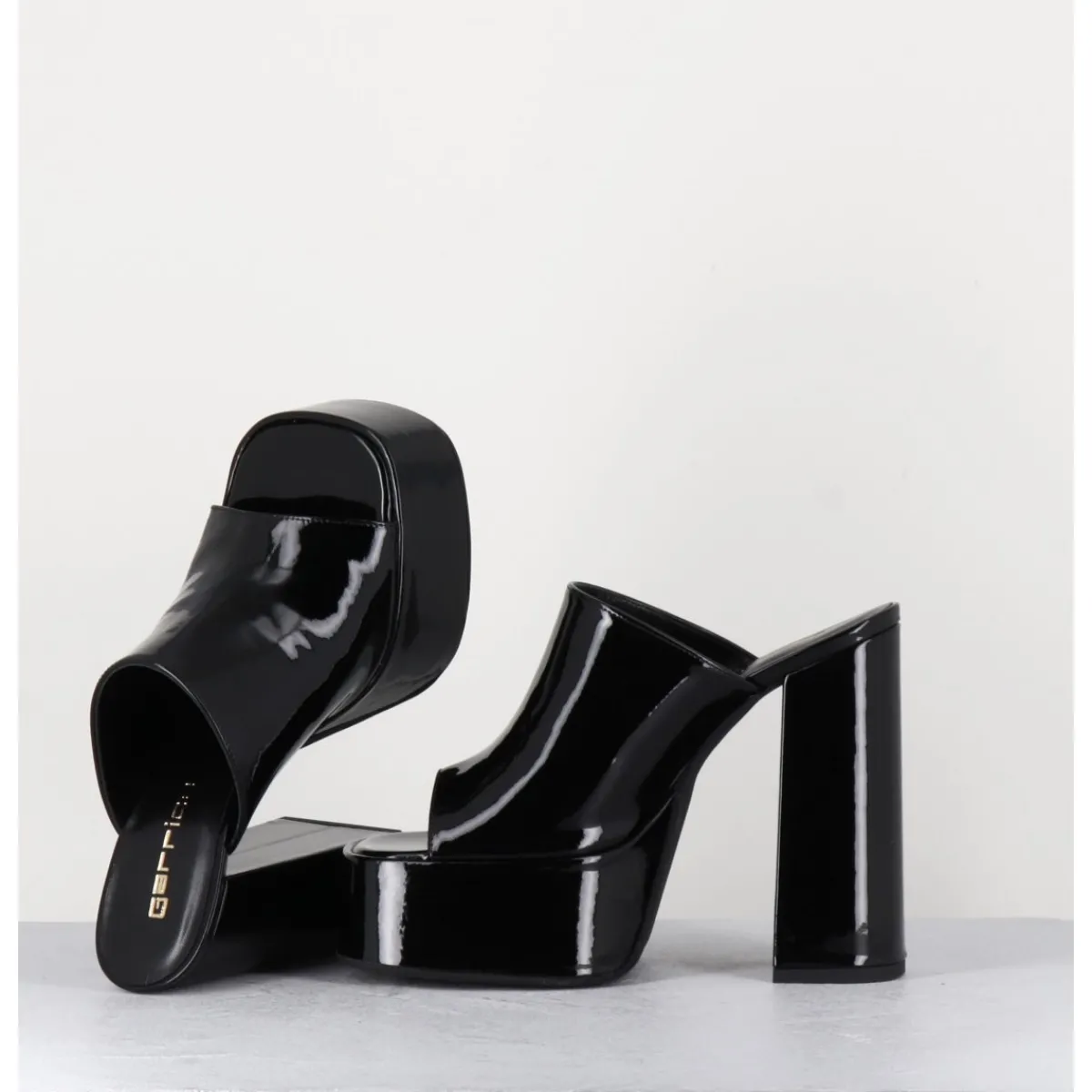 Plateformes^GARRICE LAB Mules à haute plateforme cuir vernis - MARCHI VERNICE NERO NOIR