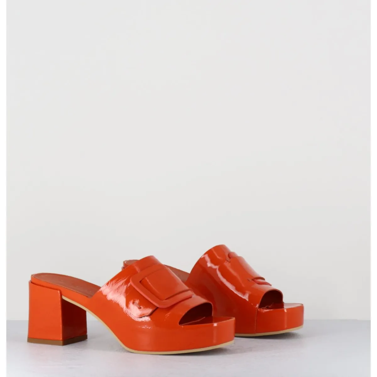 Plateformes^DEL CARLO Mules à plateforme petit talon vernis - 11532 VETRO ORANGE