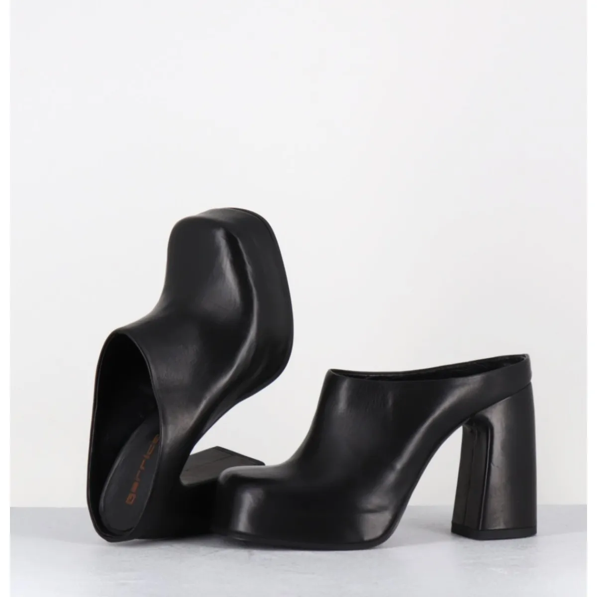 Plateformes^GARRICE LAB Mules à plateforme recouverte talon haut en cuir - VATIK FULAR NERO NOIR