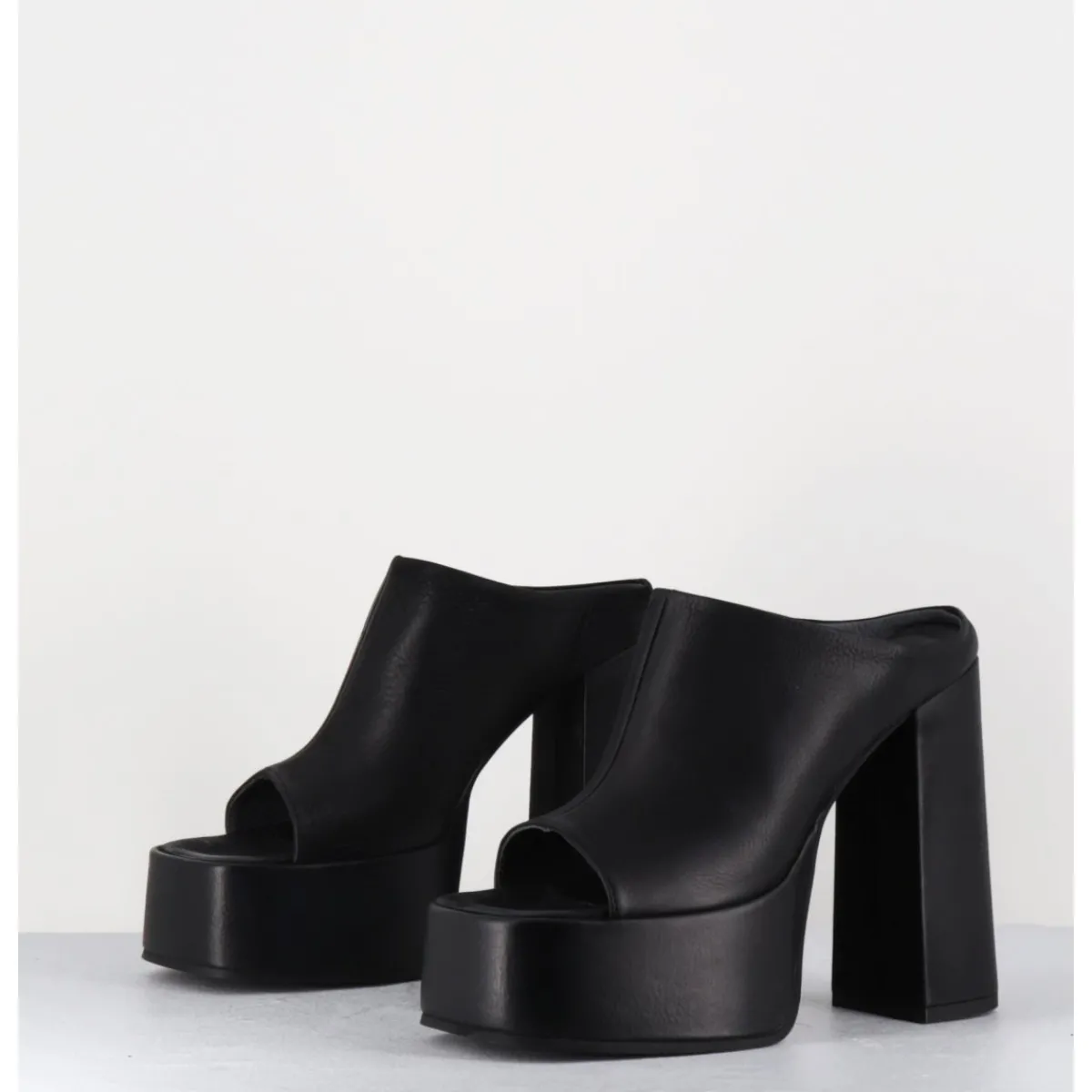 Plateformes^SORT AARHUS Mules à plateforme talon haut en cuir gras - 3765 GAS NERO NOIR