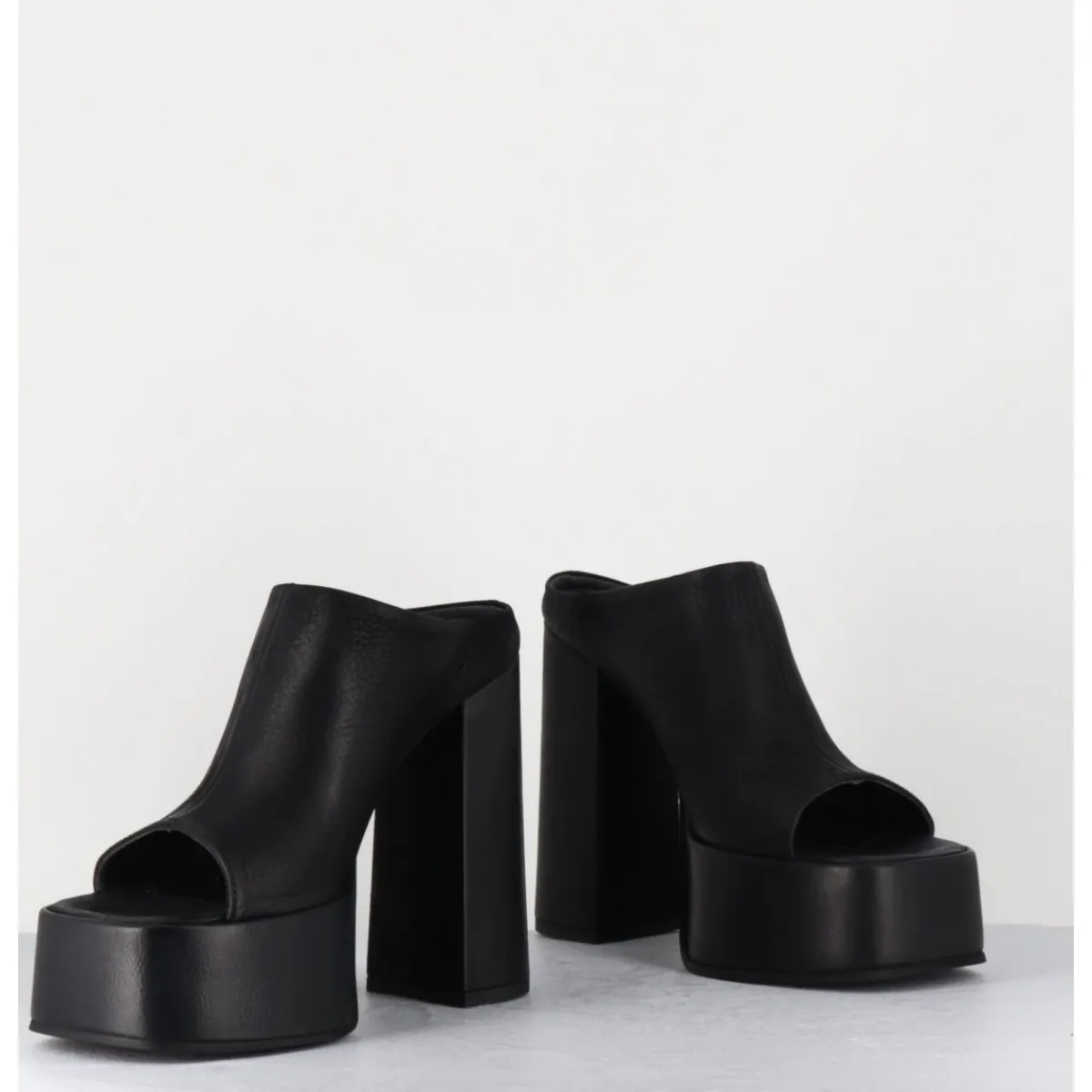 Plateformes^SORT AARHUS Mules à plateforme talon haut en cuir gras - 3765 GAS NERO NOIR