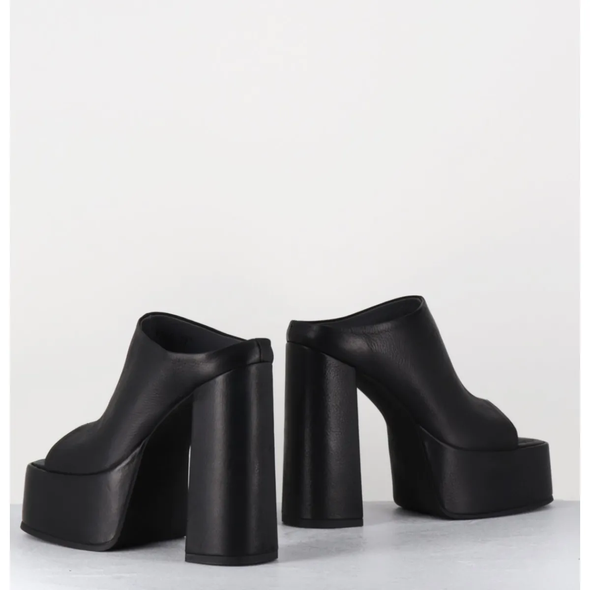 Plateformes^SORT AARHUS Mules à plateforme talon haut en cuir gras - 3765 GAS NERO NOIR