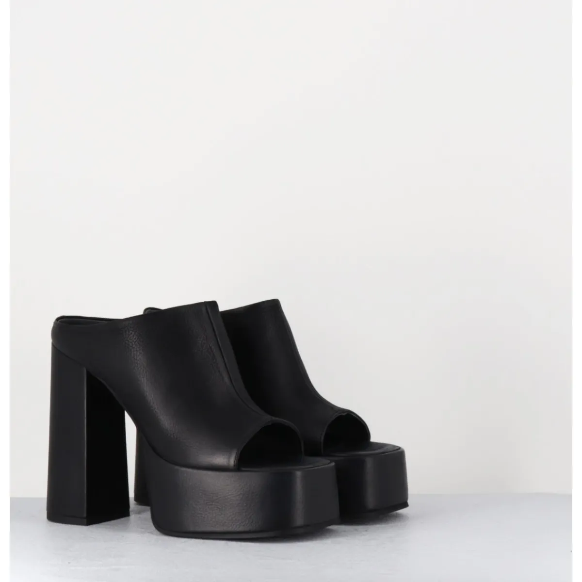 Plateformes^SORT AARHUS Mules à plateforme talon haut en cuir gras - 3765 GAS NERO NOIR