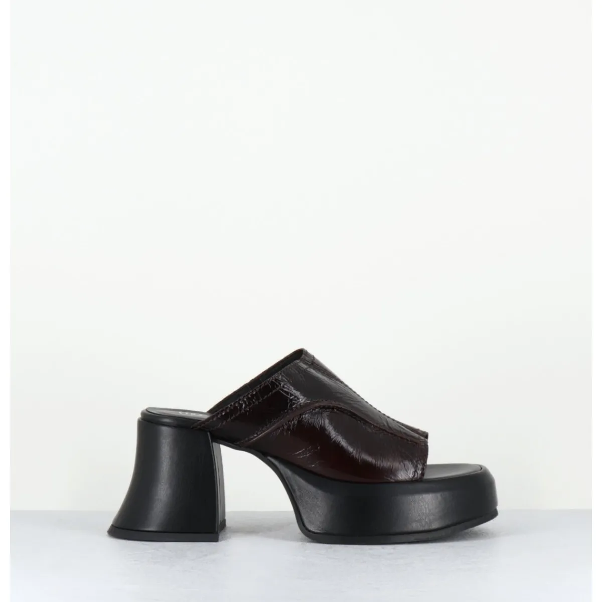 Plateformes^E8 BY MIISTA Mules à plateformes 70s cuir & surpiqûres - LOTA BROWN SANDAL MARRON