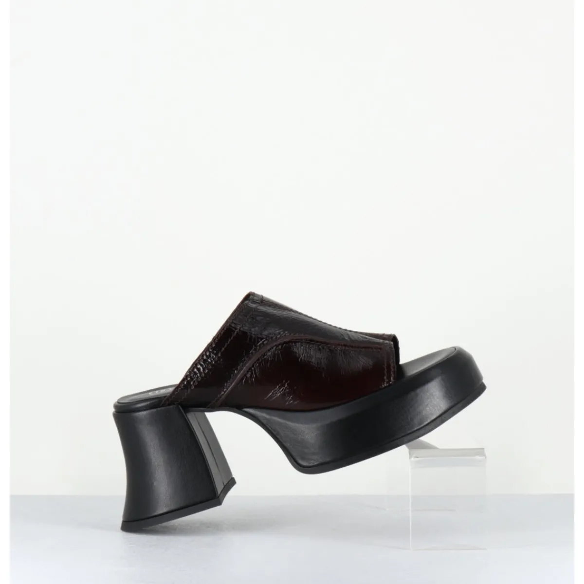 Plateformes^E8 BY MIISTA Mules à plateformes 70s cuir & surpiqûres - LOTA BROWN SANDAL MARRON