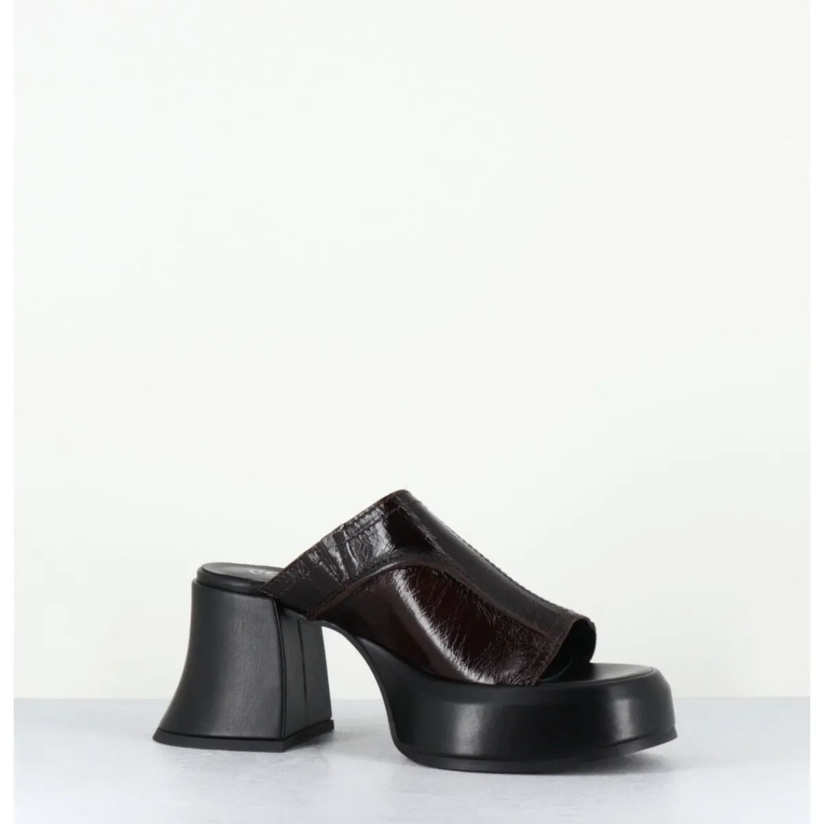 Plateformes^E8 BY MIISTA Mules à plateformes 70s cuir & surpiqûres - LOTA BROWN SANDAL MARRON