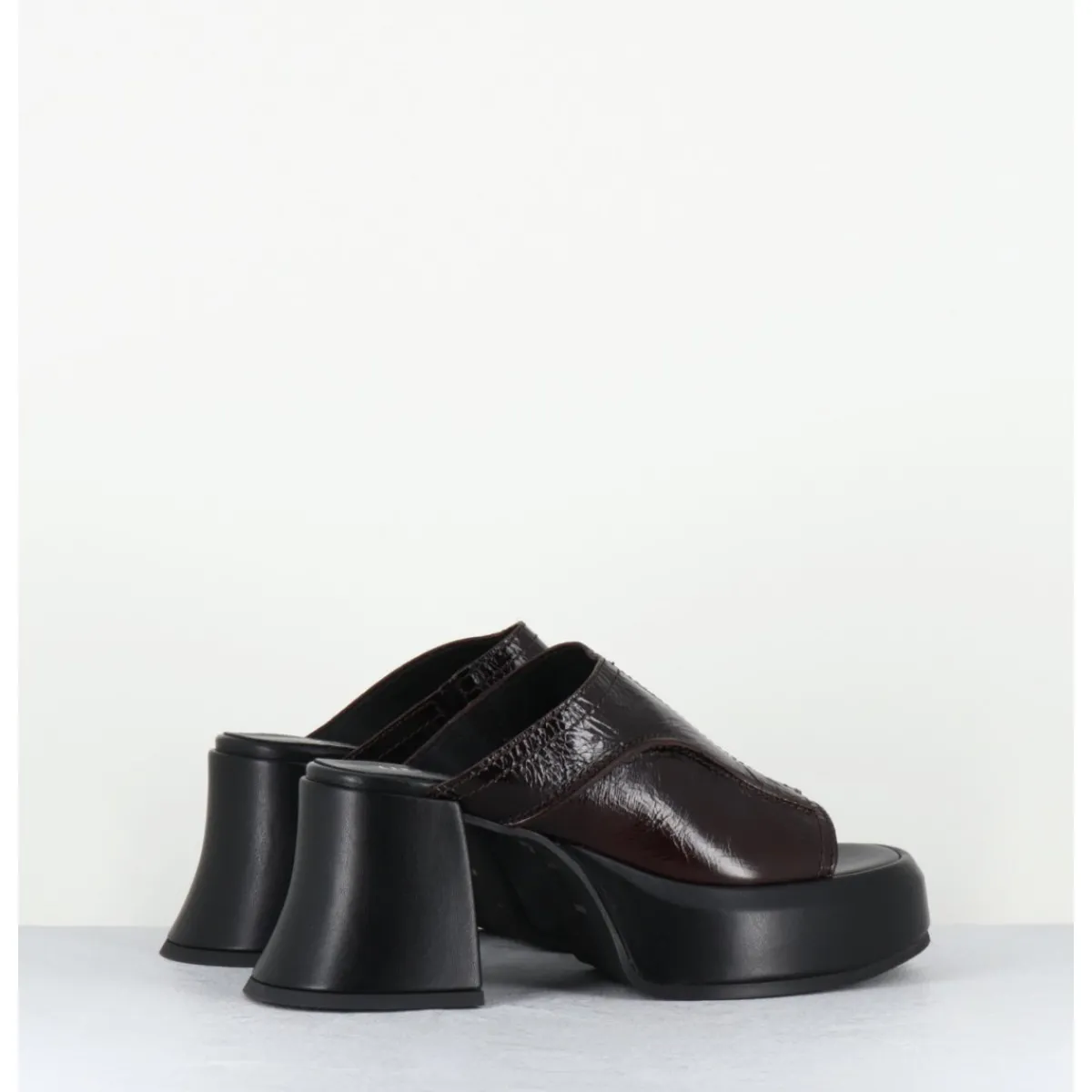 Plateformes^E8 BY MIISTA Mules à plateformes 70s cuir & surpiqûres - LOTA BROWN SANDAL MARRON