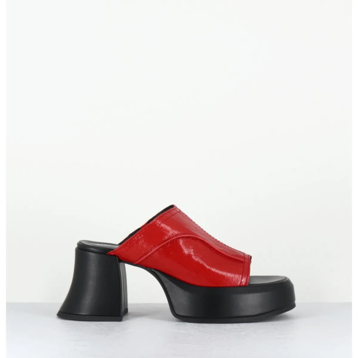 Plateformes^E8 BY MIISTA Mules à plateformes 70s cuir & surpiqûres - LOTA RED SANDAL ROUGE