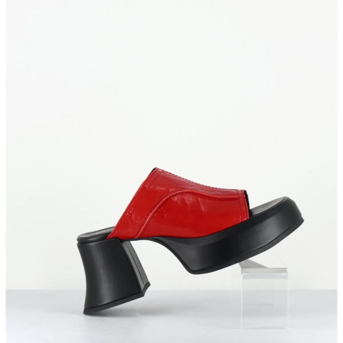 Plateformes^E8 BY MIISTA Mules à plateformes 70s cuir & surpiqûres - LOTA RED SANDAL ROUGE
