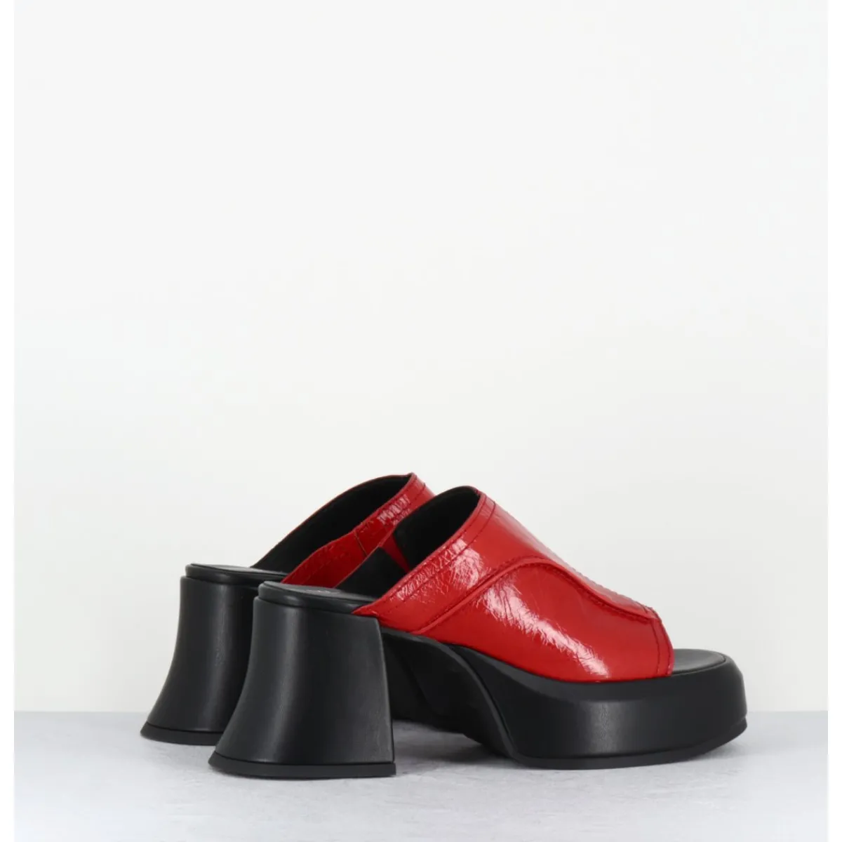 Plateformes^E8 BY MIISTA Mules à plateformes 70s cuir & surpiqûres - LOTA RED SANDAL ROUGE