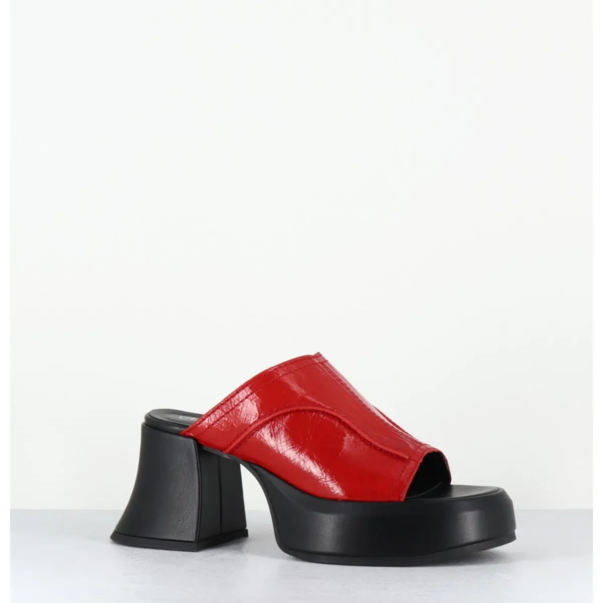Plateformes^E8 BY MIISTA Mules à plateformes 70s cuir & surpiqûres - LOTA RED SANDAL ROUGE