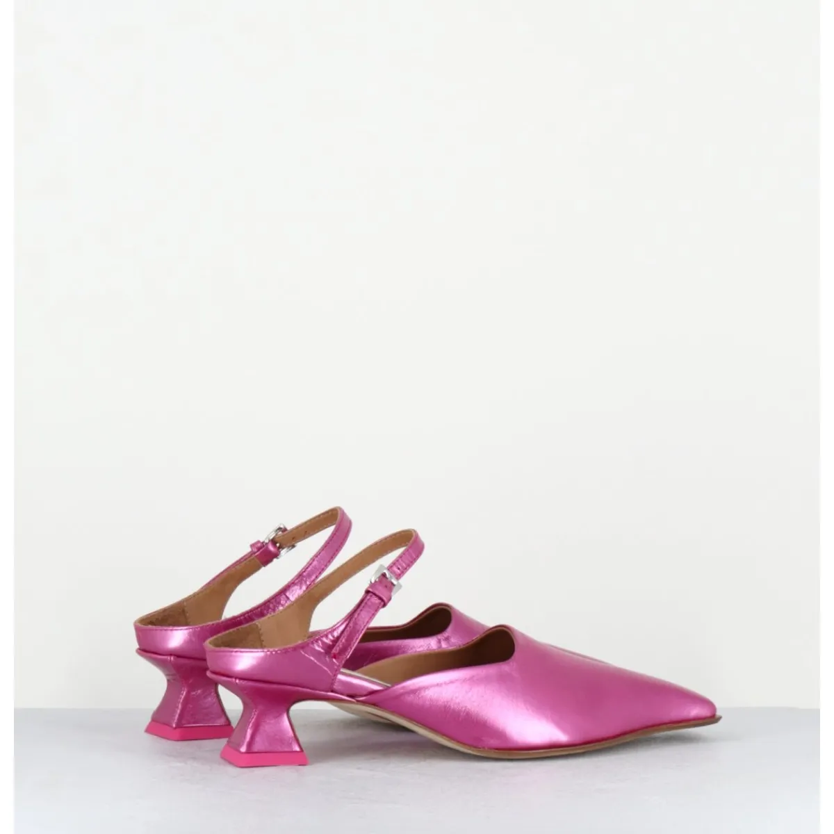 Chaussures^MIISTA Mules bout carré petit talon en cuir irisé - DELF PINK COURT ROSE
