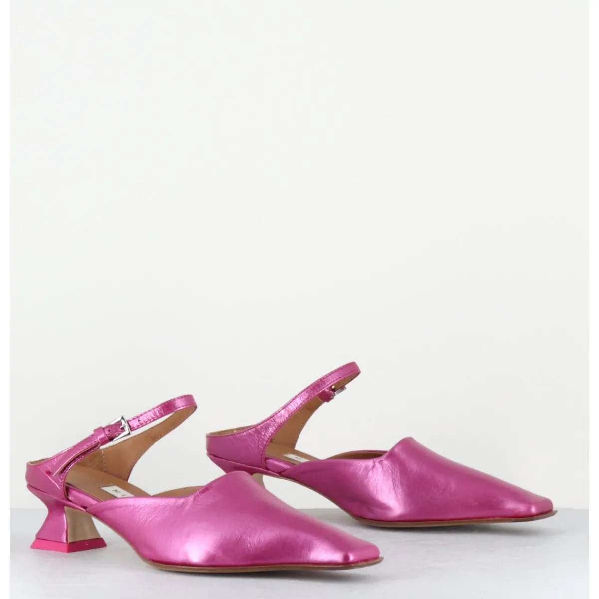 Chaussures^MIISTA Mules bout carré petit talon en cuir irisé - DELF PINK COURT ROSE