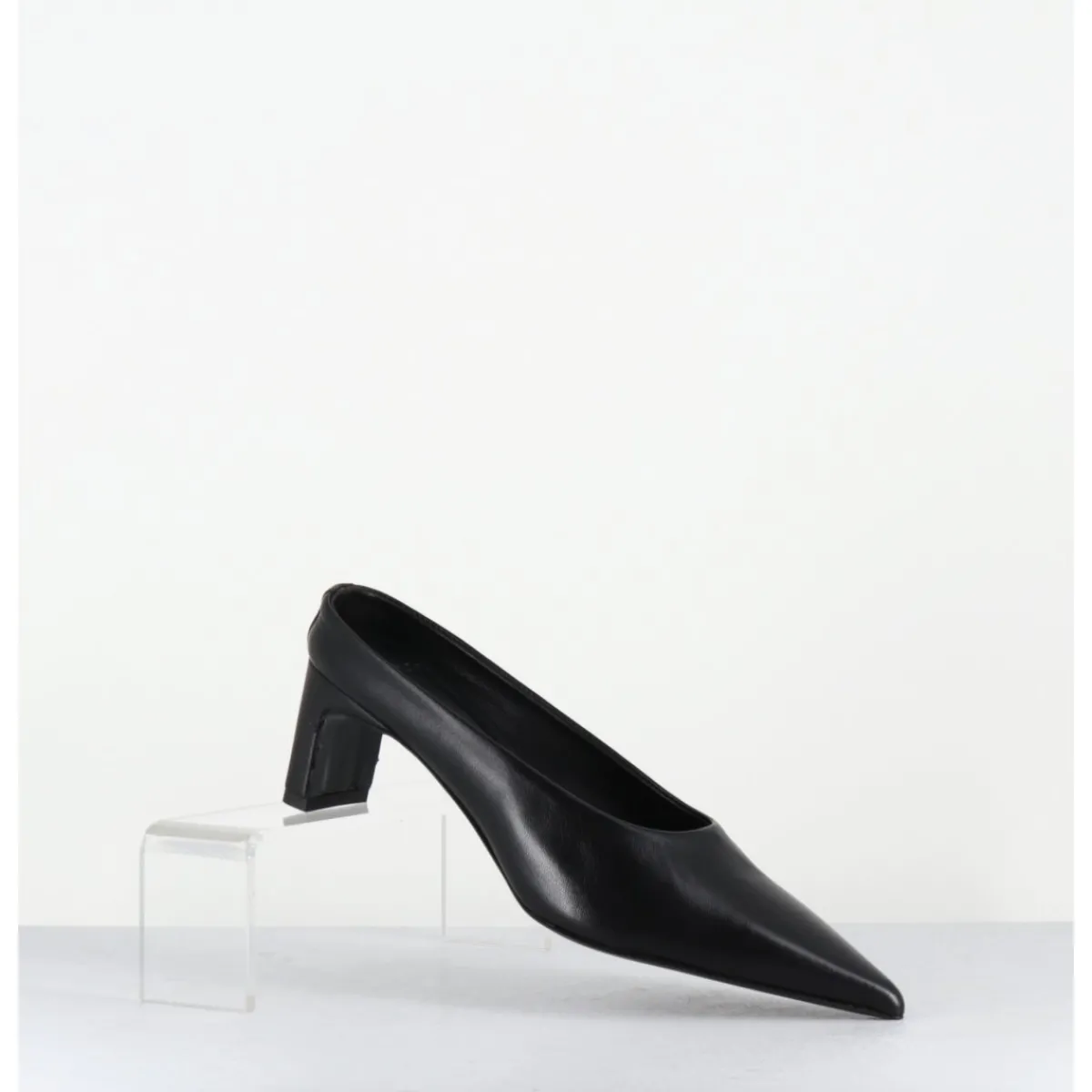 Chaussures^TO&CO Mules bout pointu petit talon en cuir - MULP BLACK COWHIDE NOIR