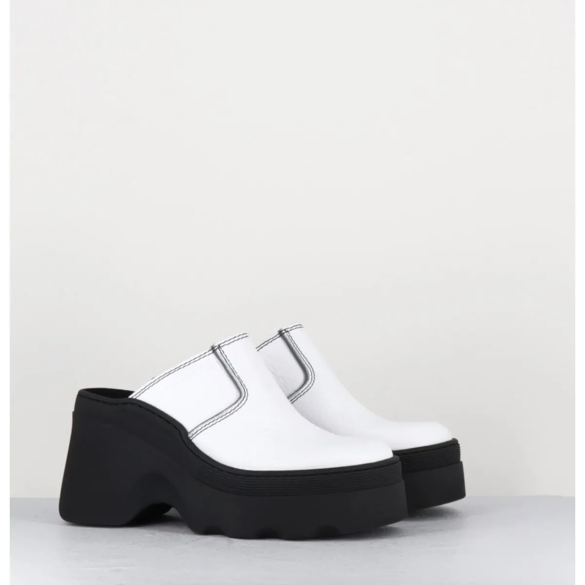 Plateformes^E8 BY MIISTA Mules compensées cuir 90s wedge - MIRABELLA WHITE MULES BLANC