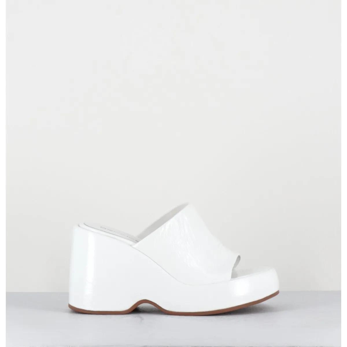 Plateformes^GARRICE LAB Mules compensées 90s en cuir vernis - MASA4 CINDY BIANCO BLANC