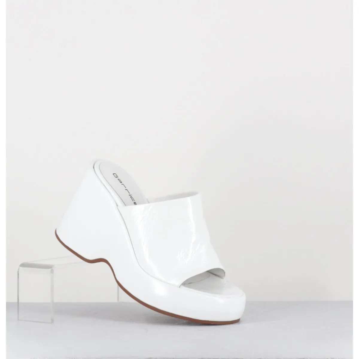 Plateformes^GARRICE LAB Mules compensées 90s en cuir vernis - MASA4 CINDY BIANCO BLANC