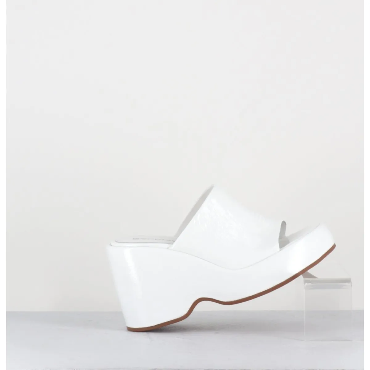 Plateformes^GARRICE LAB Mules compensées 90s en cuir vernis - MASA4 CINDY BIANCO BLANC