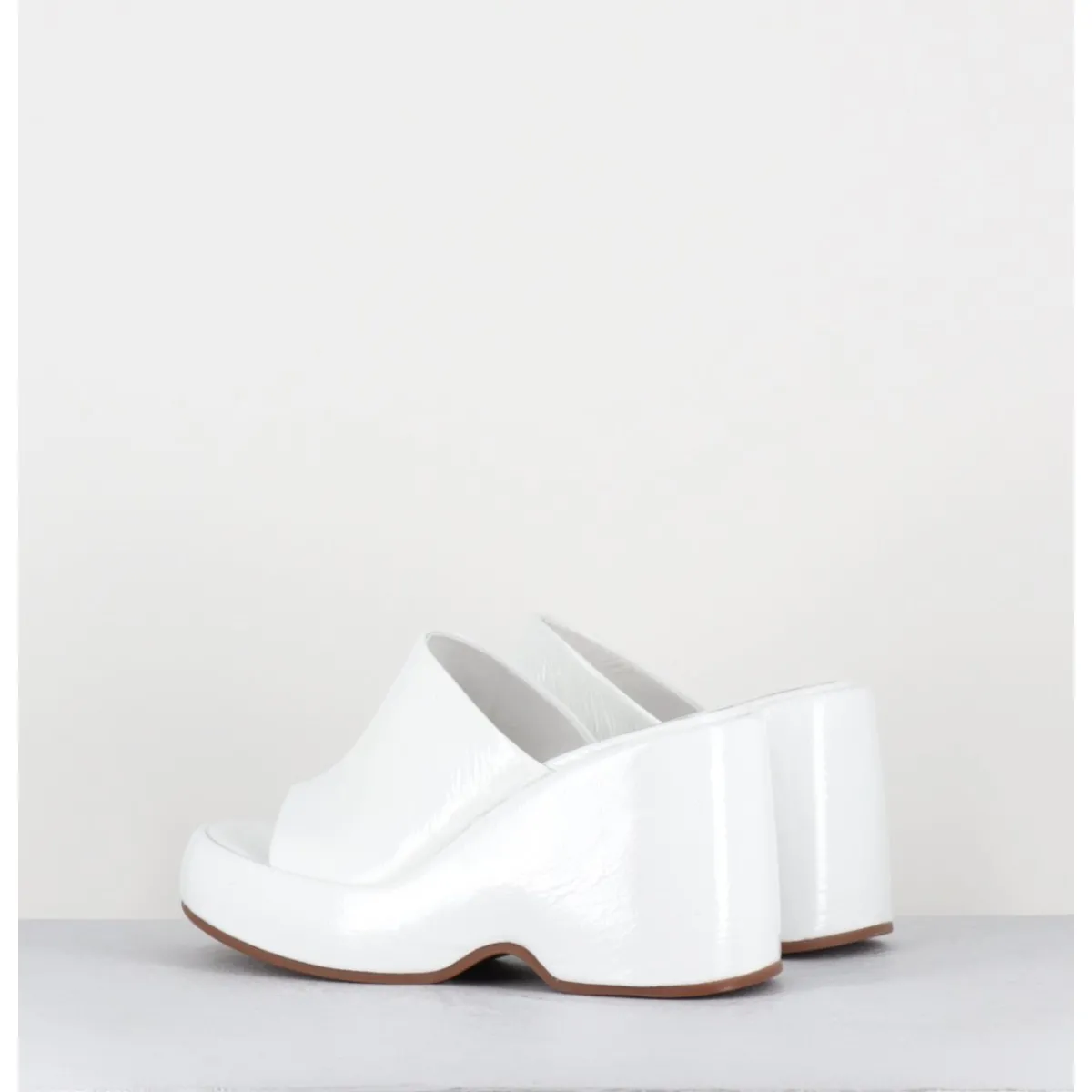 Plateformes^GARRICE LAB Mules compensées 90s en cuir vernis - MASA4 CINDY BIANCO BLANC