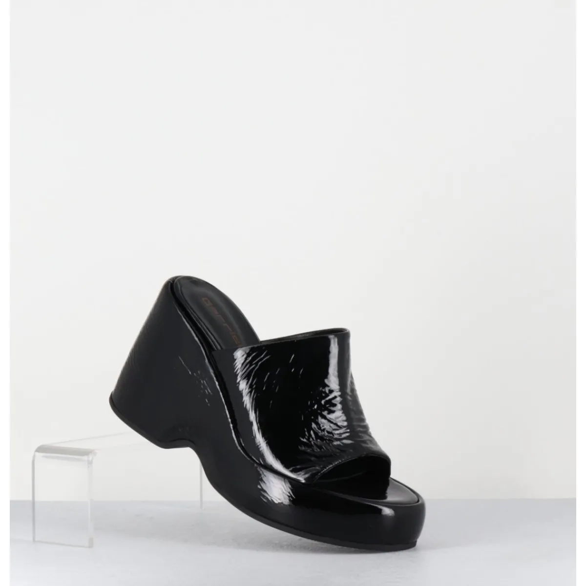 Plateformes^GARRICE LAB Mules compensées 90s en cuir vernis - MASA2 CINDY NERO NOIR