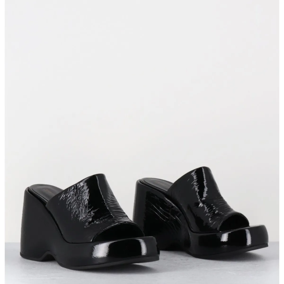 Plateformes^GARRICE LAB Mules compensées 90s en cuir vernis - MASA2 CINDY NERO NOIR