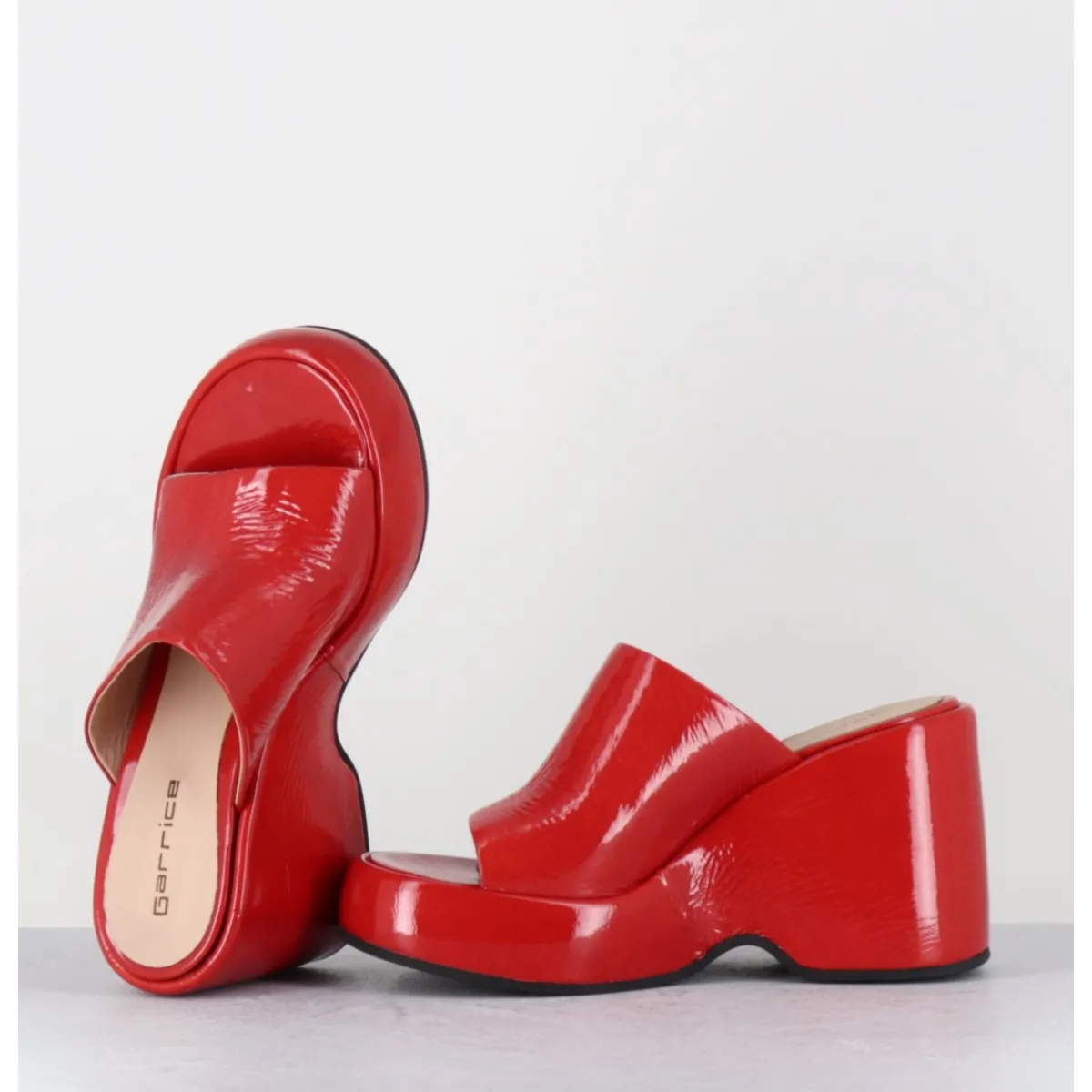 Plateformes^GARRICE LAB Mules compensées 90s en cuir vernis - MASA1 CINDY ROSSO ROUGE