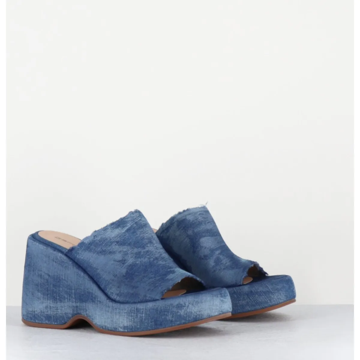 Plateformes^GARRICE LAB Mules compensées 90s en jean bleu lavé - MASA3 LAVATO JEANS