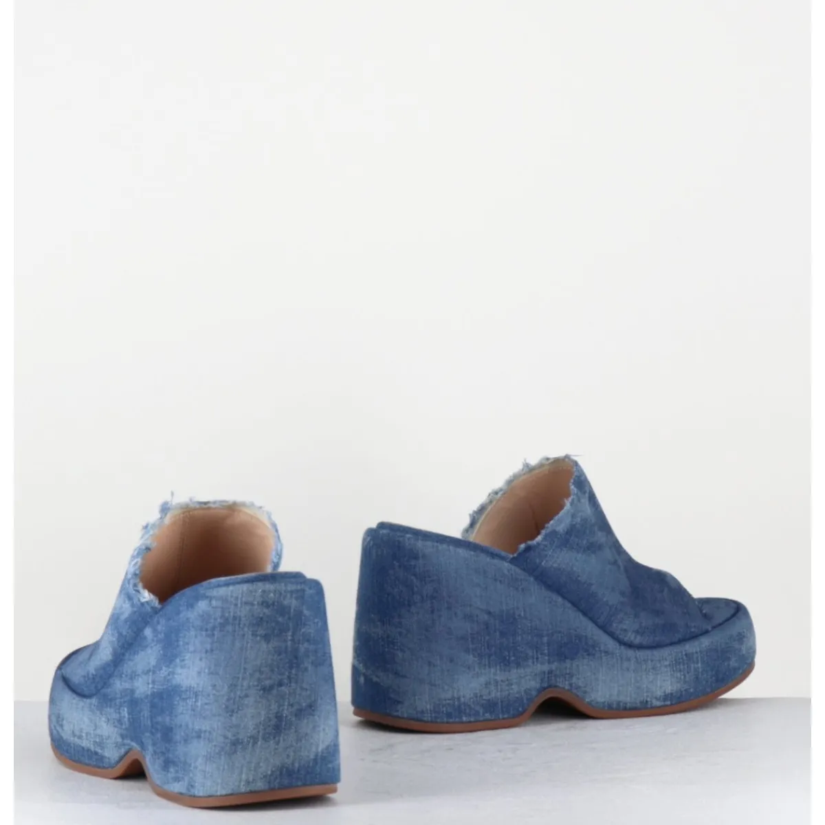 Plateformes^GARRICE LAB Mules compensées 90s en jean bleu lavé - MASA3 LAVATO JEANS
