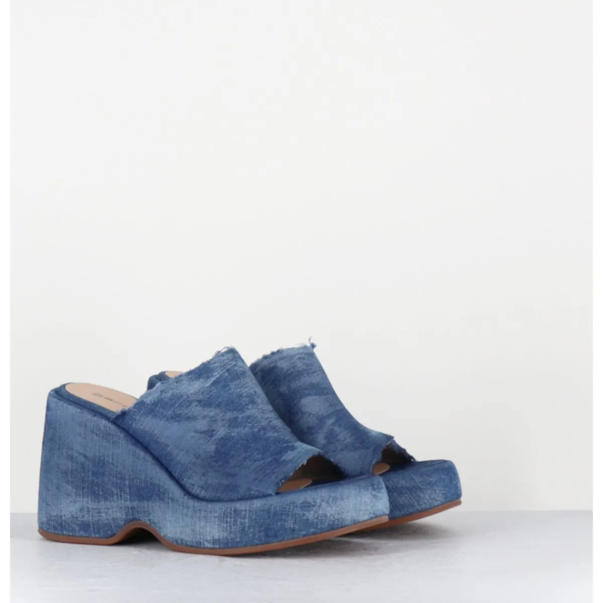 Plateformes^GARRICE LAB Mules compensées 90s en jean bleu lavé - MASA3 LAVATO JEANS