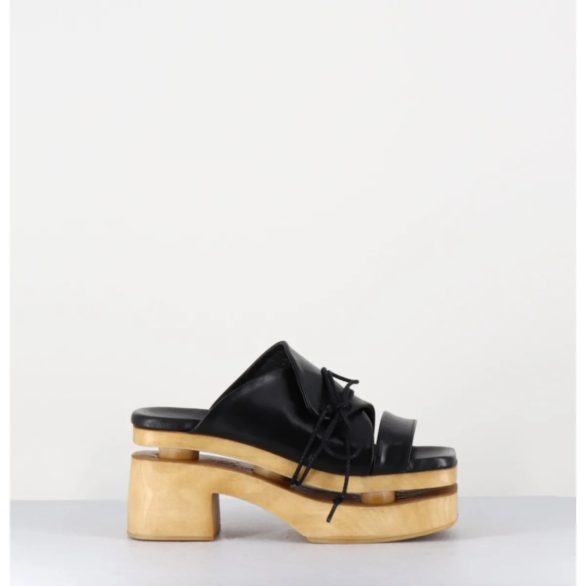 Plateformes^GARRICE LAB Original 70s platform mules cuir - PRIVA SUAVE NERO NOIR