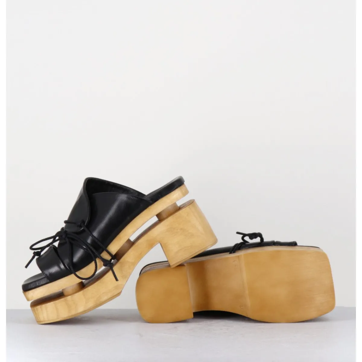 Plateformes^GARRICE LAB Original 70s platform mules cuir - PRIVA SUAVE NERO NOIR