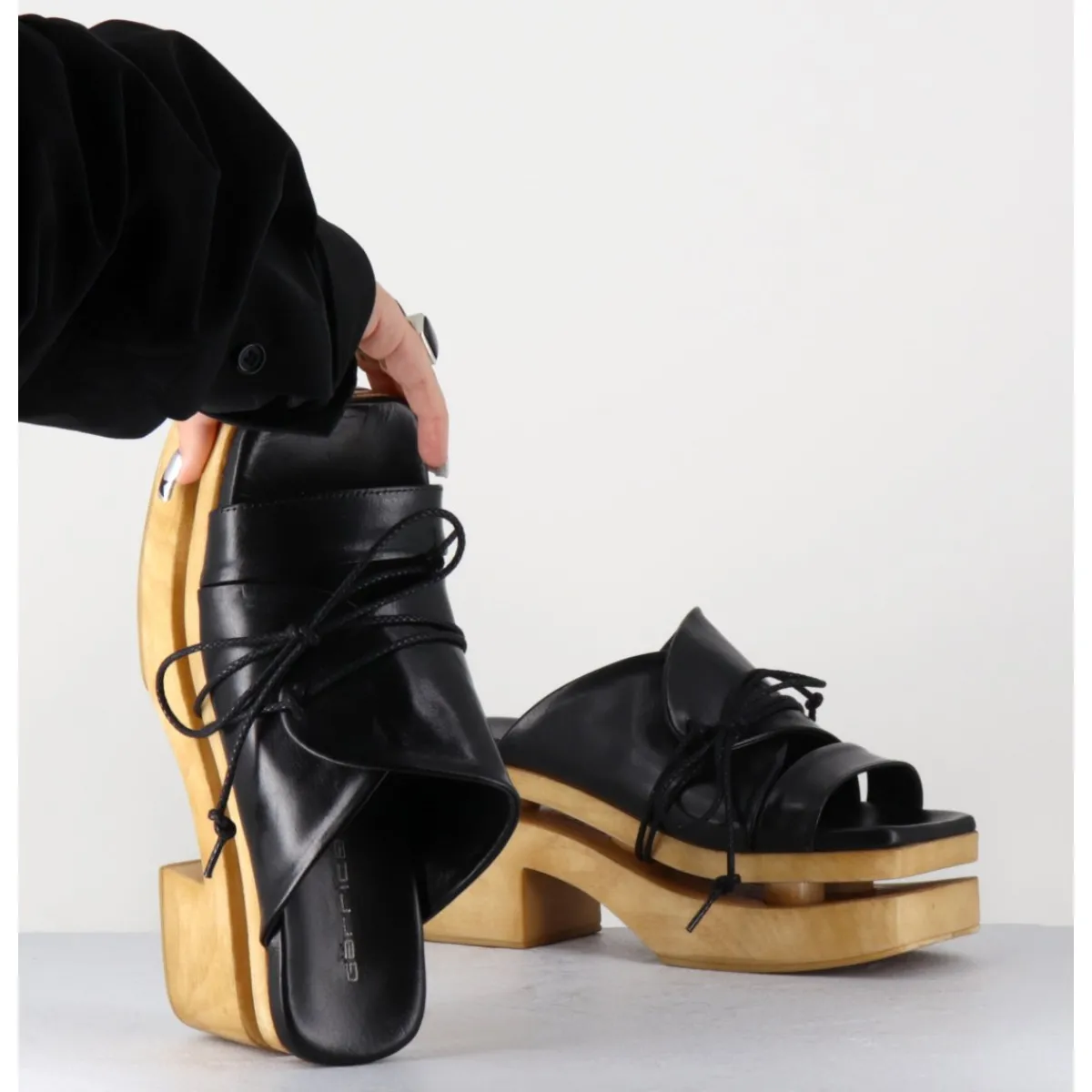 Plateformes^GARRICE LAB Original 70s platform mules cuir - PRIVA SUAVE NERO NOIR