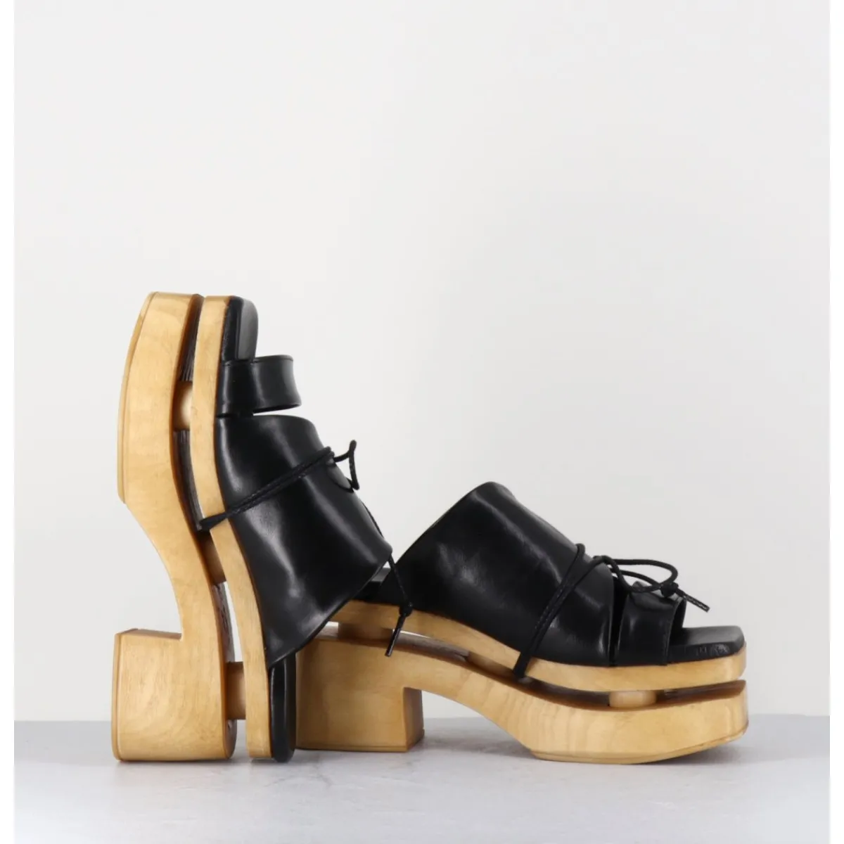 Plateformes^GARRICE LAB Original 70s platform mules cuir - PRIVA SUAVE NERO NOIR