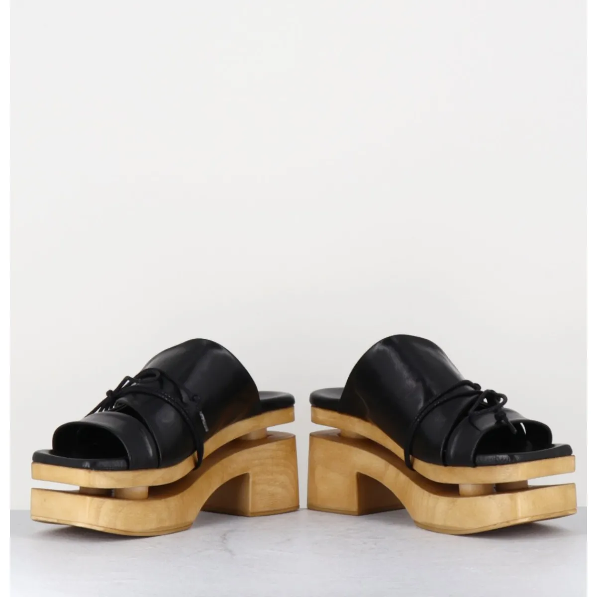 Plateformes^GARRICE LAB Original 70s platform mules cuir - PRIVA SUAVE NERO NOIR