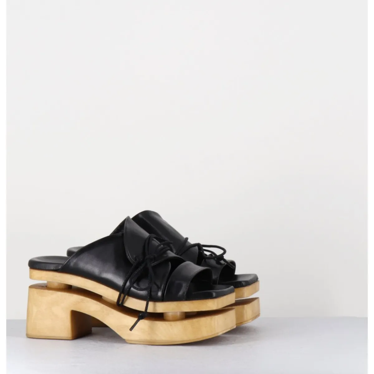 Plateformes^GARRICE LAB Original 70s platform mules cuir - PRIVA SUAVE NERO NOIR