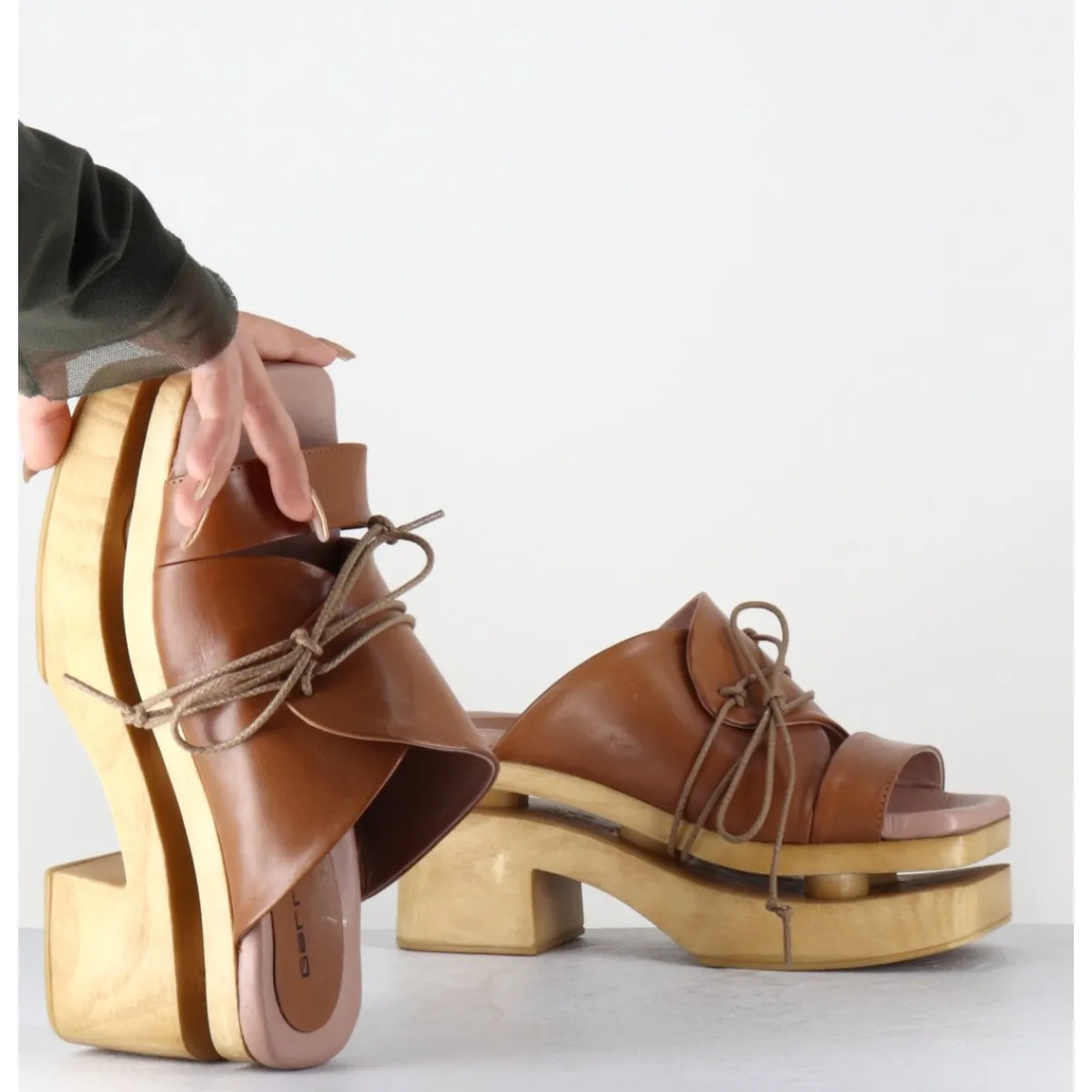 Plateformes^GARRICE LAB Original 70s platform sandals cuir marron - PRIVA24 SUAVE BRIAR CAMEL