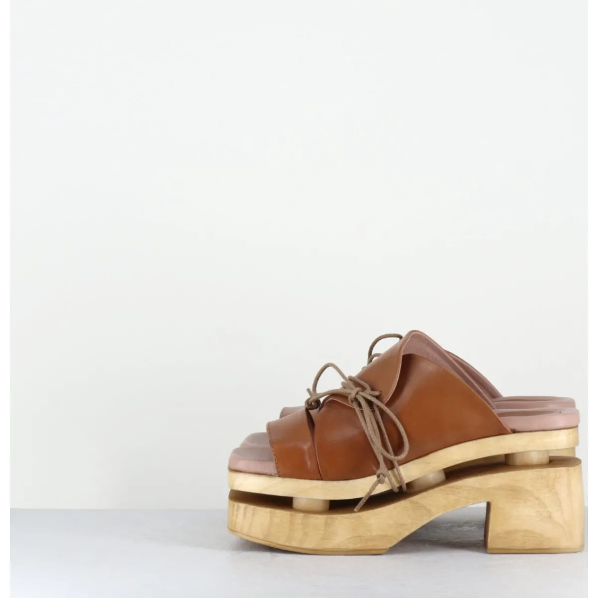 Plateformes^GARRICE LAB Original 70s platform sandals cuir marron - PRIVA24 SUAVE BRIAR CAMEL
