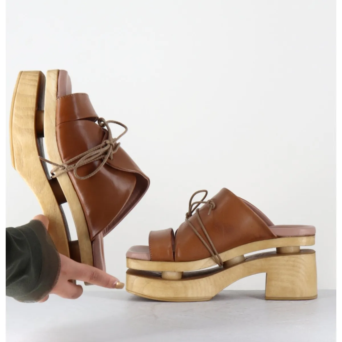 Plateformes^GARRICE LAB Original 70s platform sandals cuir marron - PRIVA24 SUAVE BRIAR CAMEL