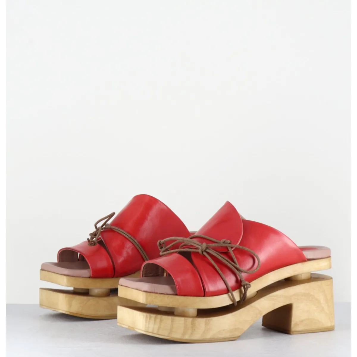 Plateformes^GARRICE LAB Original 70s platform sandals cuir - PRIVA24 SUAVE CHERRY ROUGE