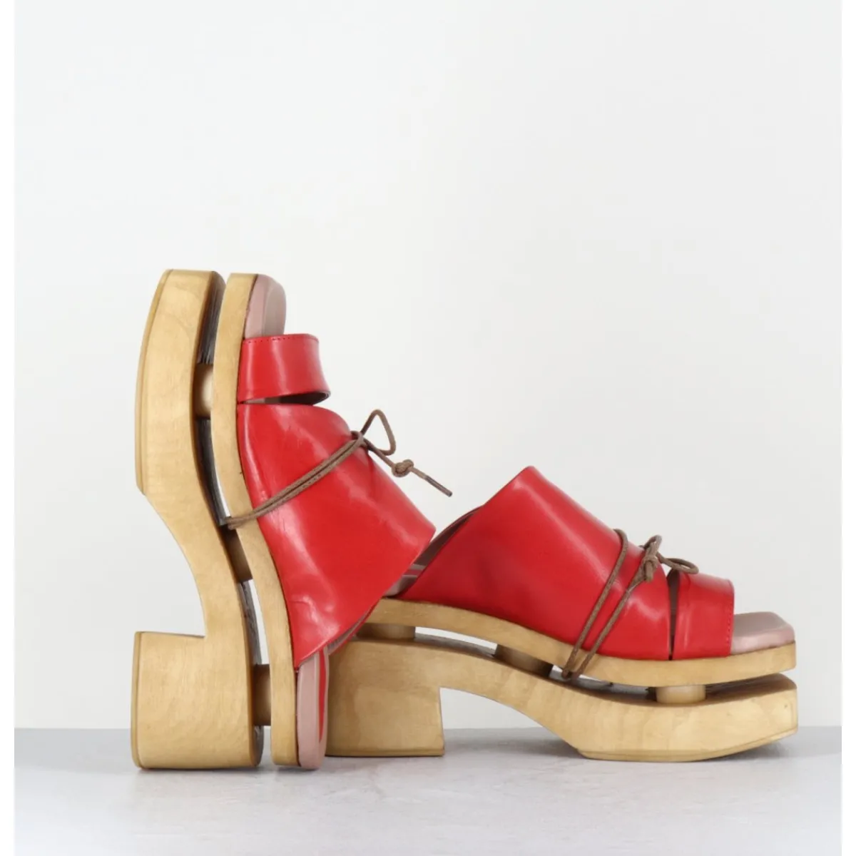 Plateformes^GARRICE LAB Original 70s platform sandals cuir - PRIVA24 SUAVE CHERRY ROUGE