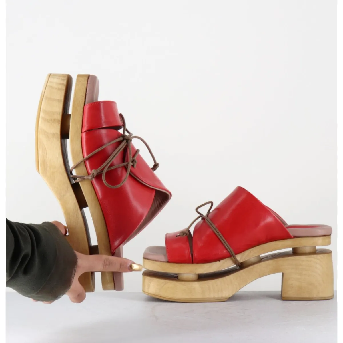 Plateformes^GARRICE LAB Original 70s platform sandals cuir - PRIVA24 SUAVE CHERRY ROUGE